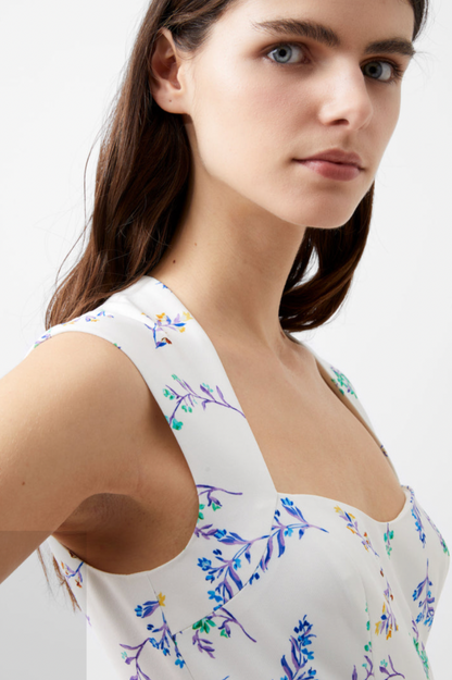 Floriana Whisper Sweetheart Dress - Summer White/Blue