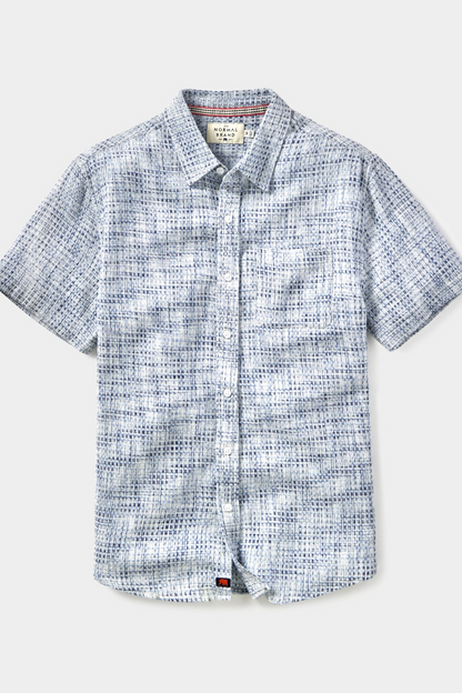 Freshwater Short Sleeve Button Up Shirt - Blue Multi