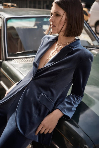 Velvet Fitted Blazer - Nightfall