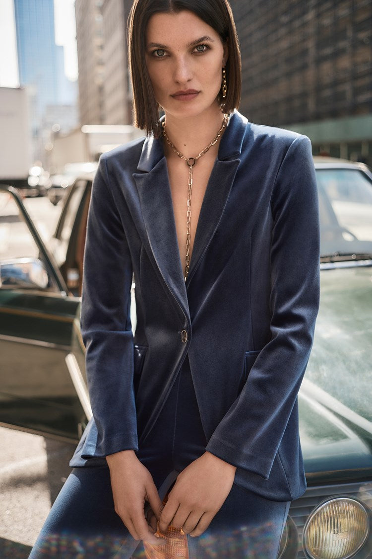 Velvet Fitted Blazer - Nightfall