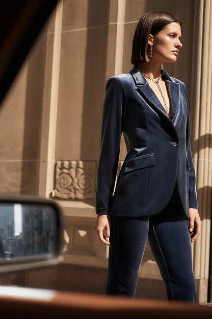 Velvet Fitted Blazer - Nightfall