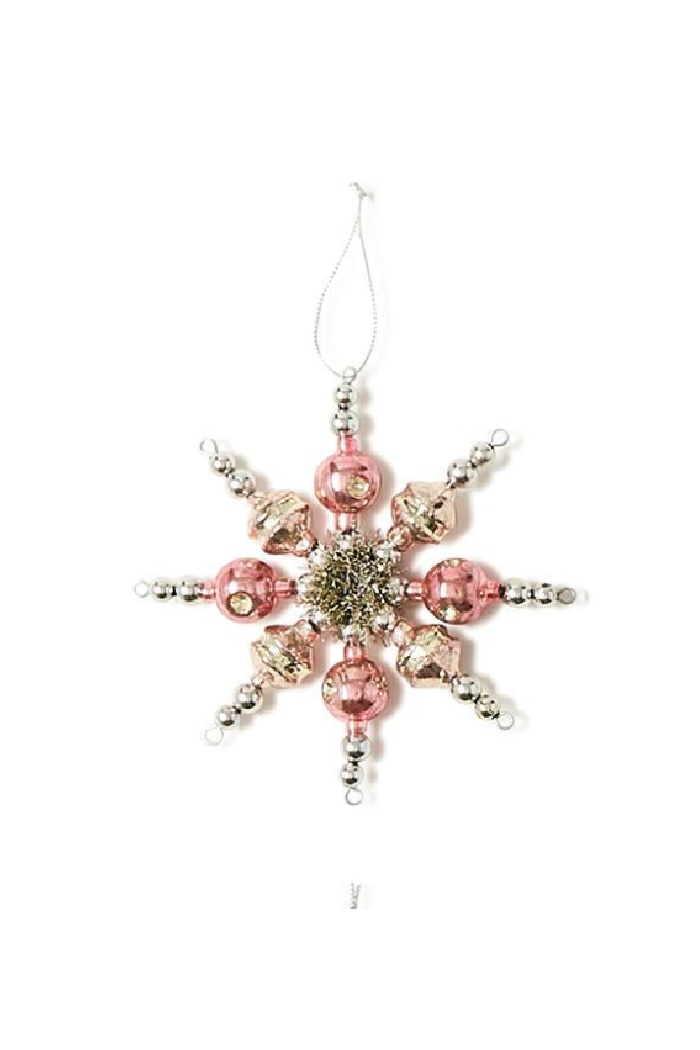 GLASS BEAD SNOWFLAKE ORNAMENT