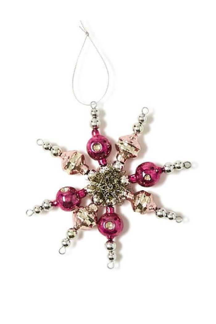 GLASS BEAD SNOWFLAKE ORNAMENT