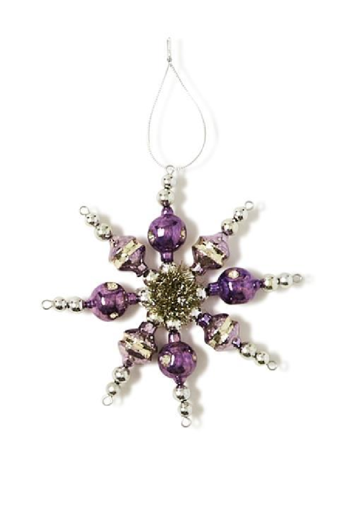 GLASS BEAD SNOWFLAKE ORNAMENT