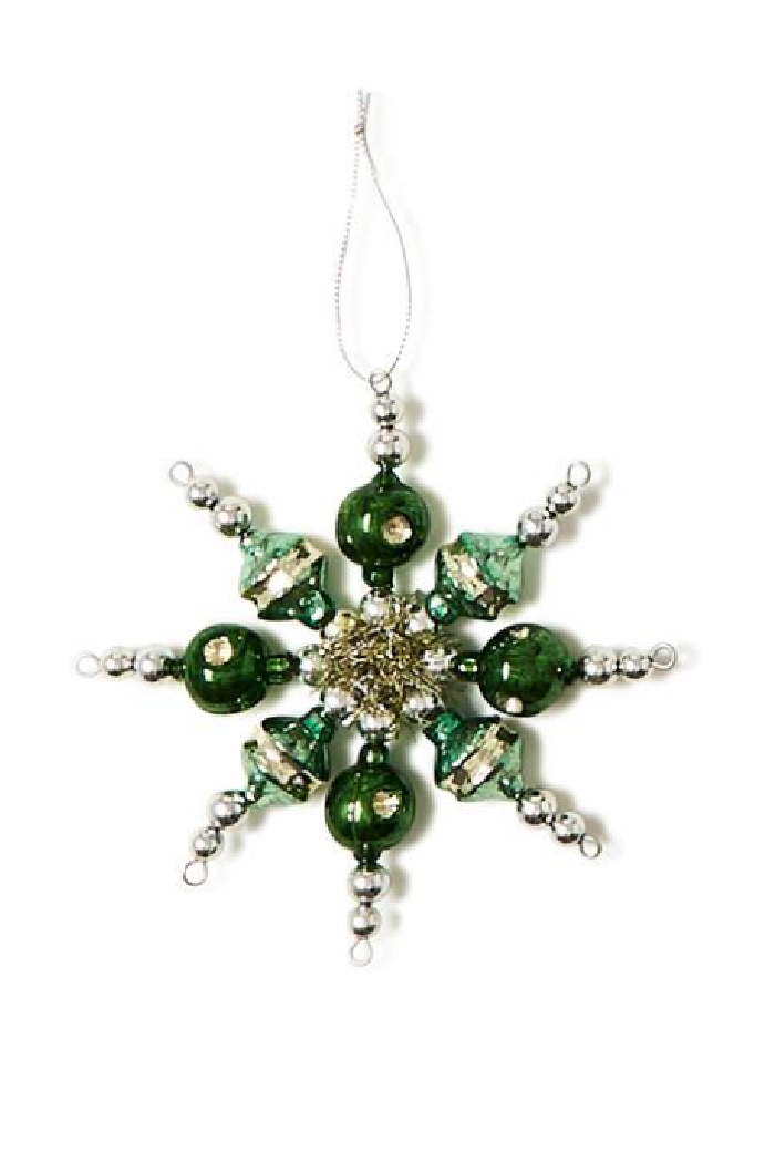 GLASS BEAD SNOWFLAKE ORNAMENT