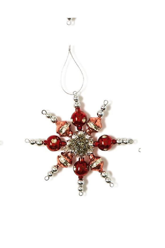 GLASS BEAD SNOWFLAKE ORNAMENT