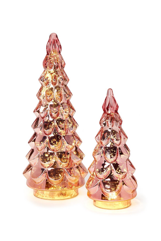 MERCURY PINK LED TREES S/2