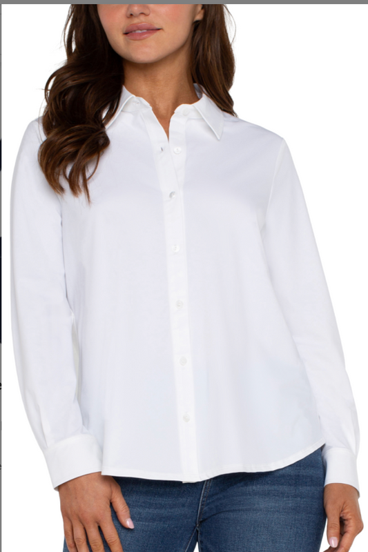 Long Sleeve Button Up- White