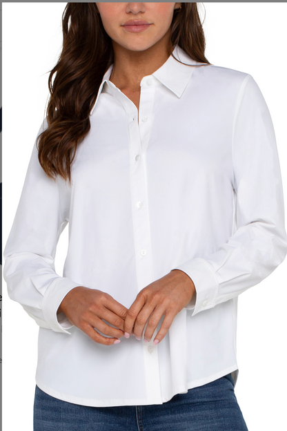 Long Sleeve Button Up- White
