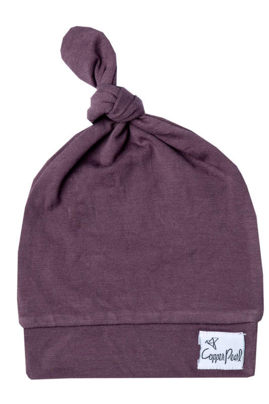 Plum Top Knot Hat