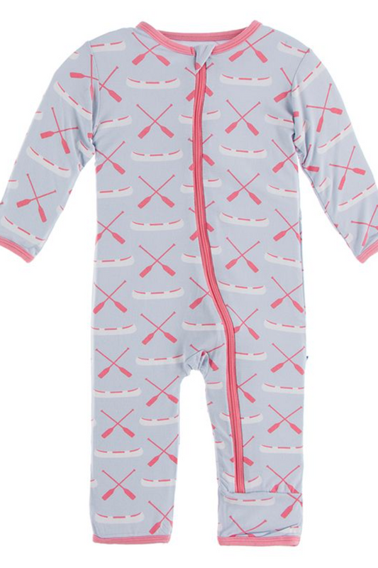 Dew Paddles and Canoe Print Coverall with Zipper