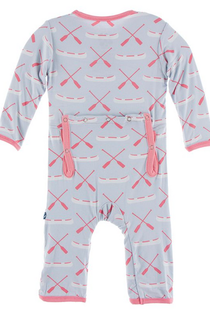 Dew Paddles and Canoe Print Coverall with Zipper