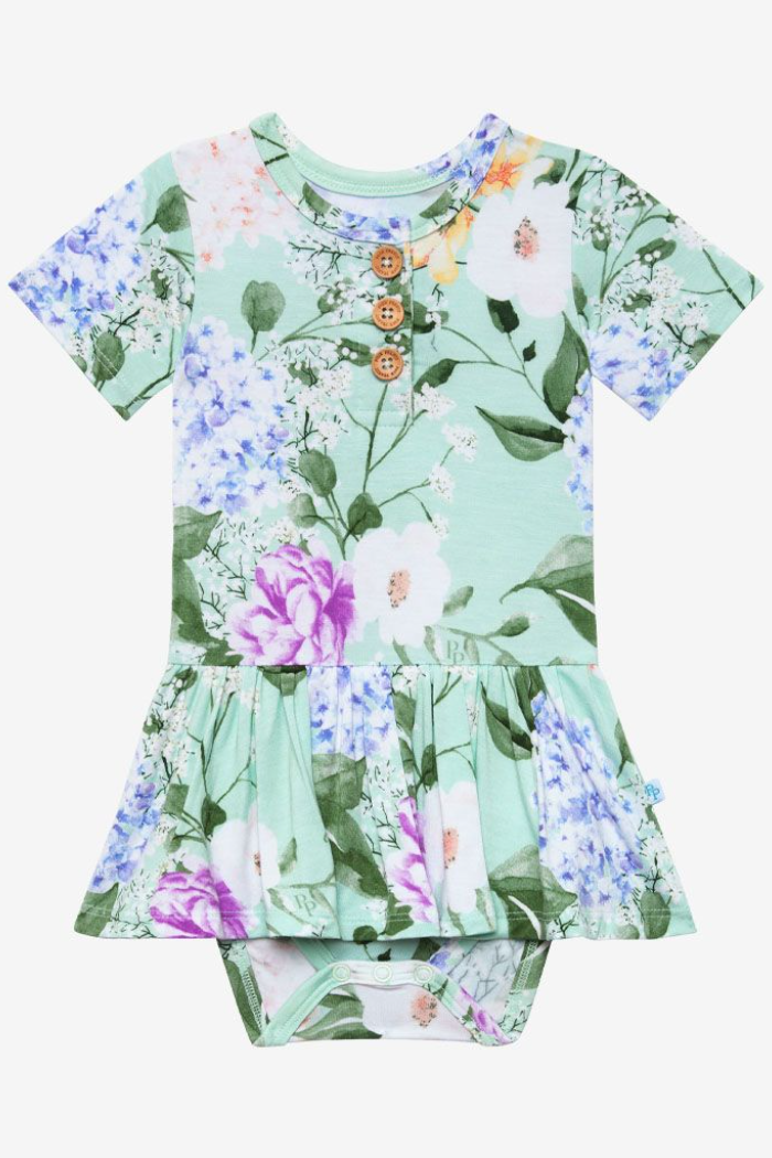 Erin Short Sleeve Henley Twirl Skirt Bodysuit