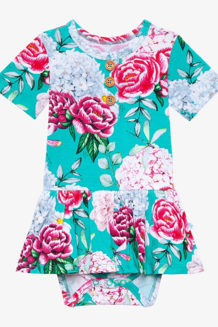 Eloise Short Sleeve Henley Twirl Skirt Bodysuit