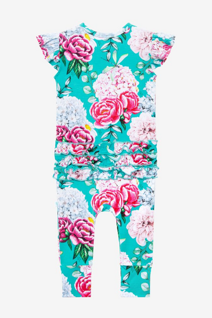 Eloise Ruffled Capsleeve Henley Romper