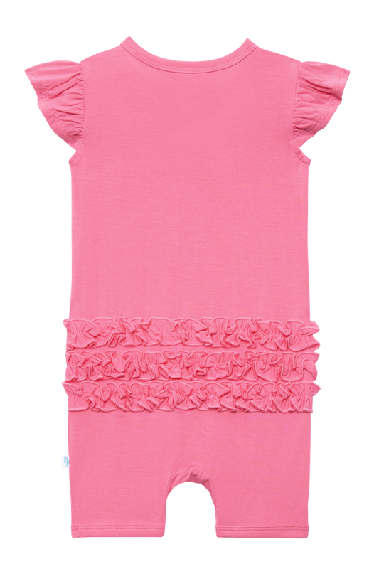 Pink Lemonade Basic Ruffled Capsleeve Short Length Romper
