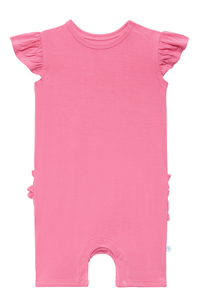 Pink Lemonade Basic Ruffled Capsleeve Short Length Romper