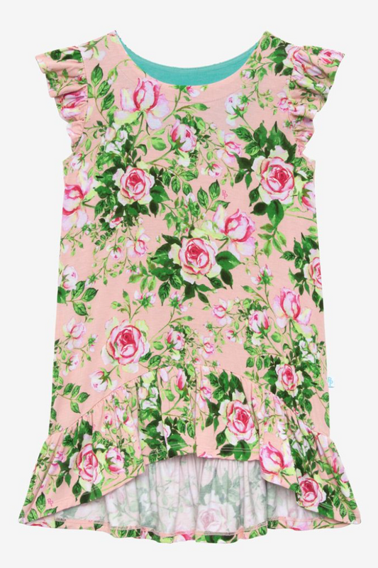 Renia Basic Ruffled Capsleeve Hi Low Dress