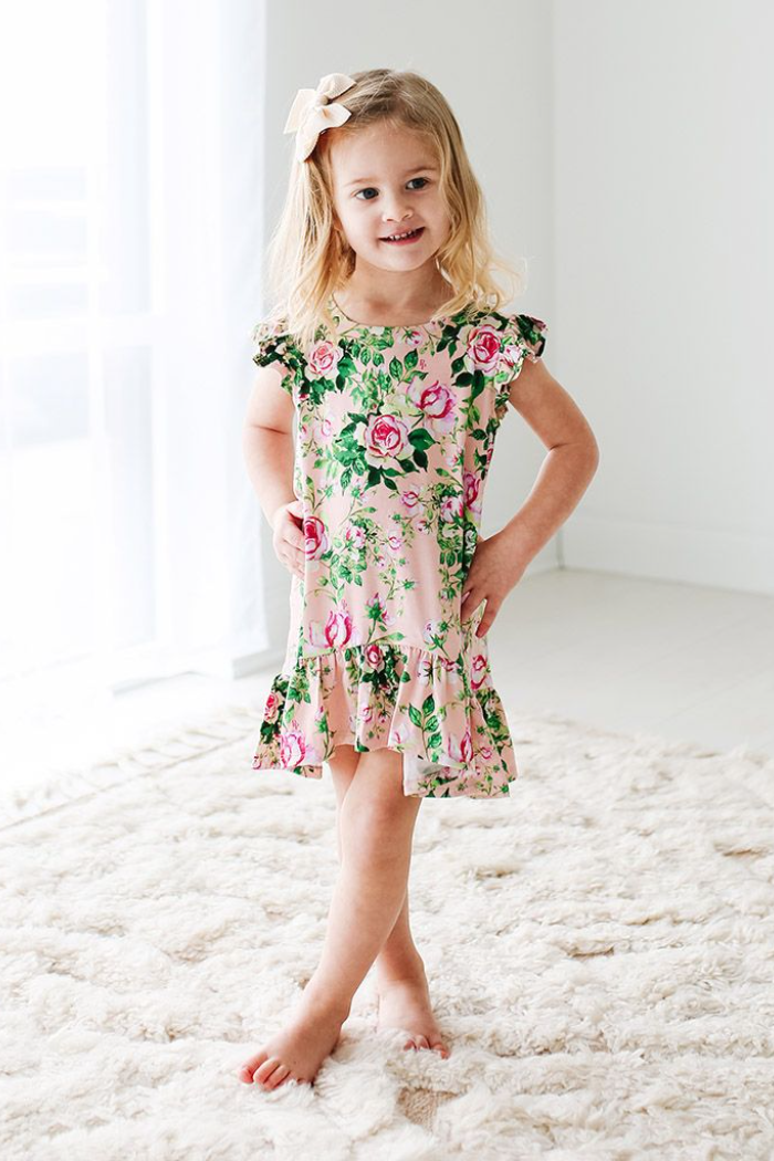Renia Basic Ruffled Capsleeve Hi Low Dress