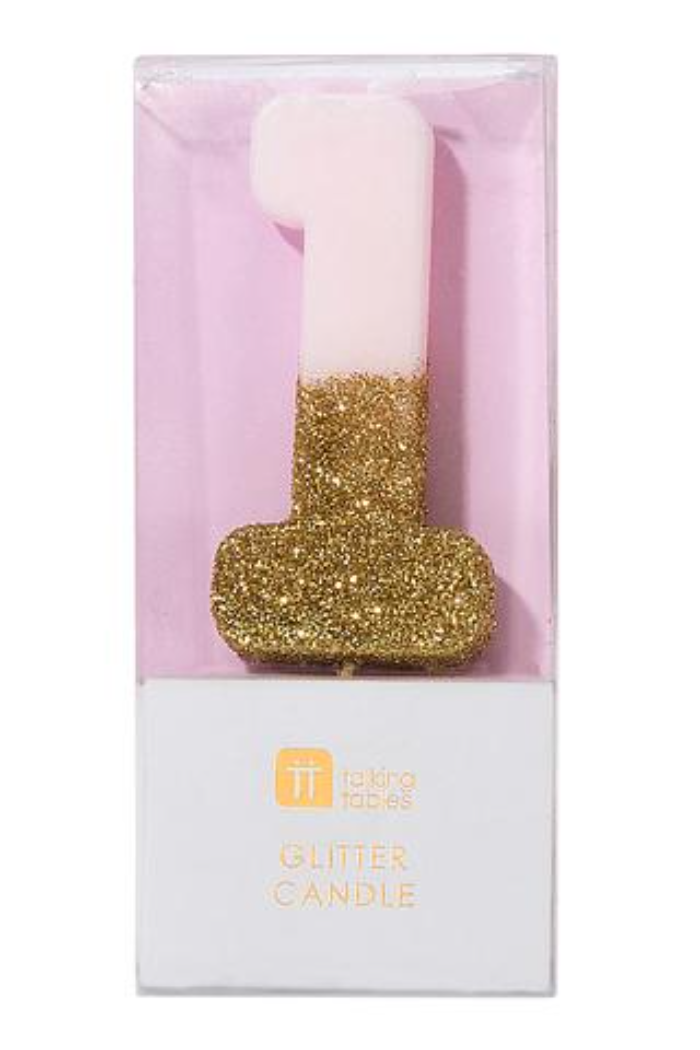 Pink/Gold Number Candles