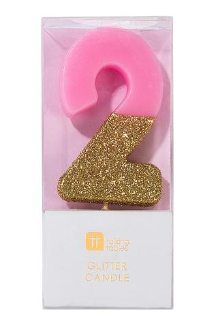 Pink/Gold Number Candles