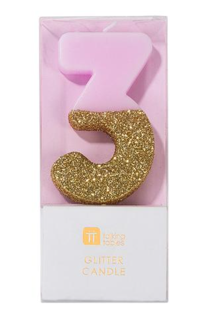 Pink/Gold Number Candles
