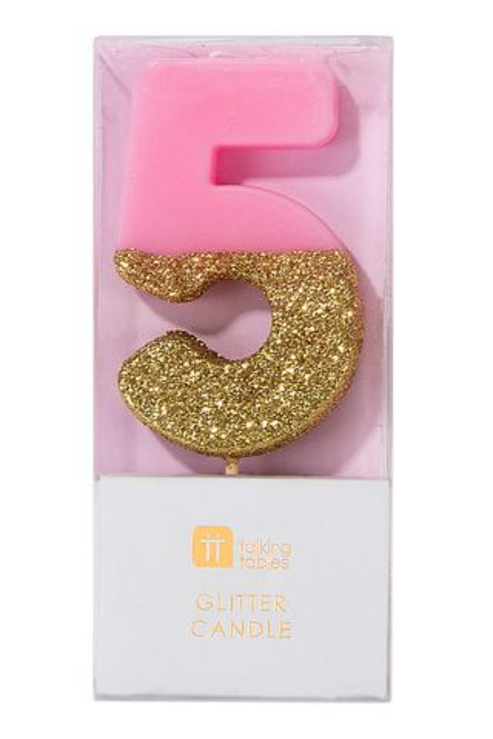 Pink/Gold Number Candles
