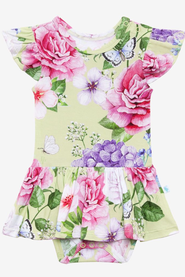 Georgina Ruffled Capsleeve Basic Twirl Skirt Bodysuit