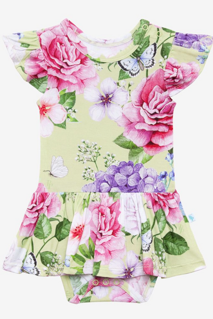 Georgina Ruffled Capsleeve Basic Twirl Skirt Bodysuit
