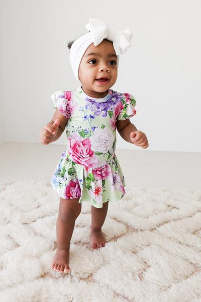 Georgina Ruffled Capsleeve Basic Twirl Skirt Bodysuit