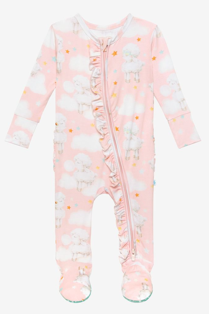 Mary Ruffled Double Zipper Footie