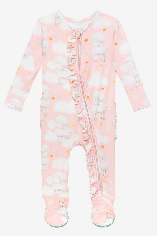 Mary Ruffled Double Zipper Footie