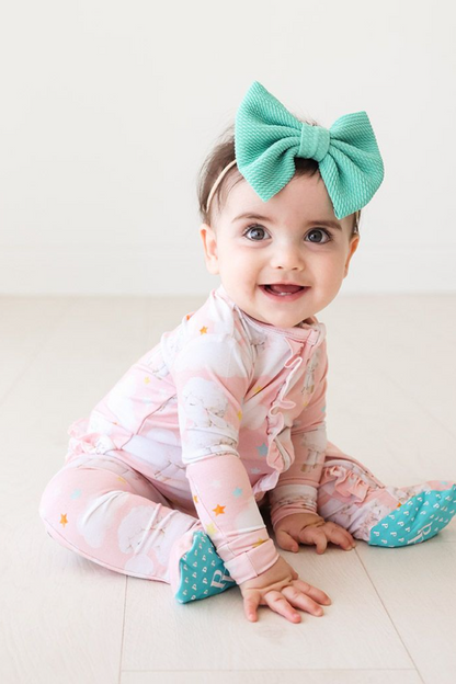 Mary Ruffled Double Zipper Footie