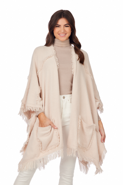 White Fringe Poncho