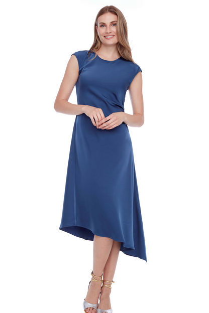 roxy solid asymmetric satin dress