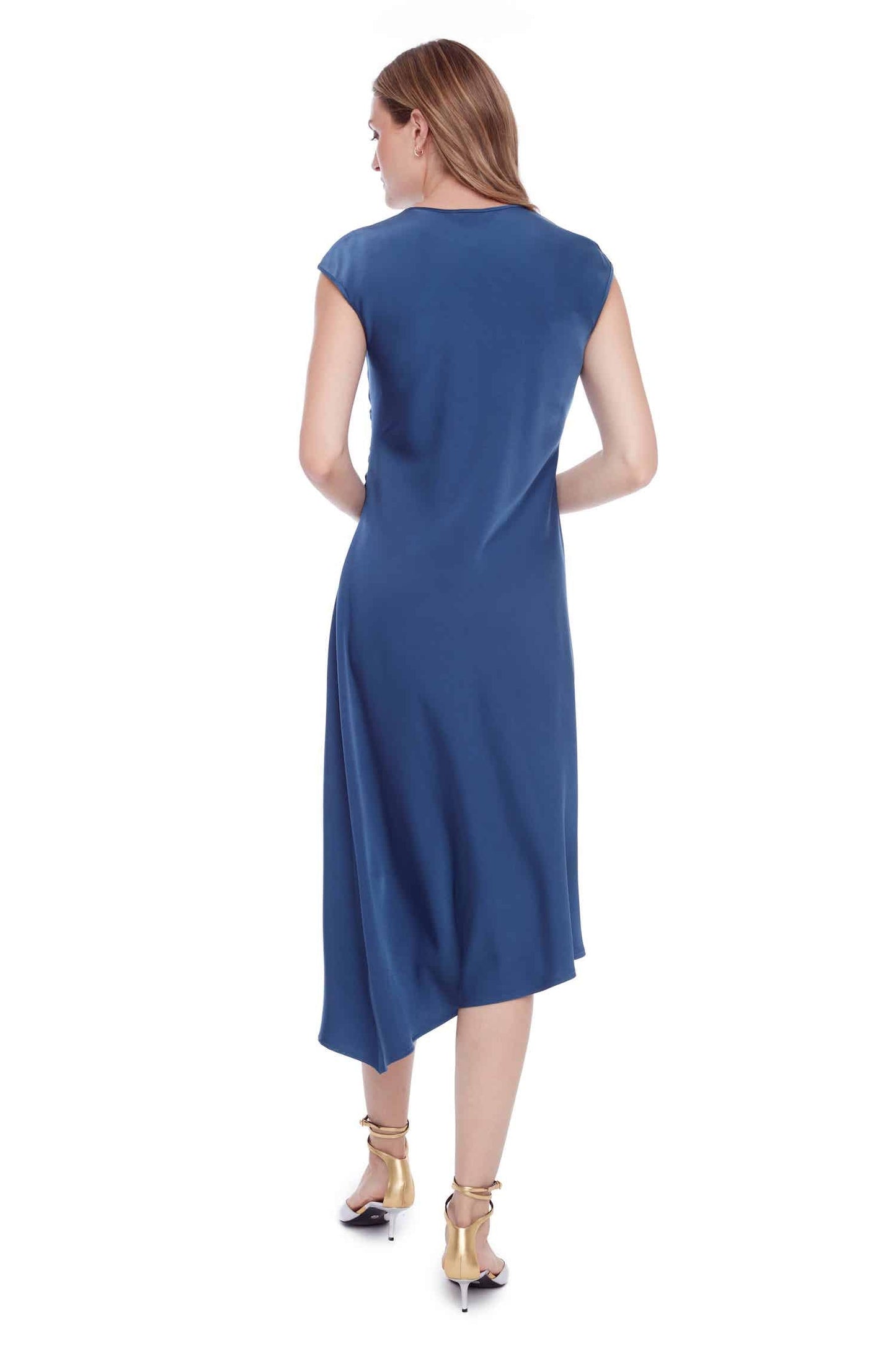 roxy solid asymmetric satin dress