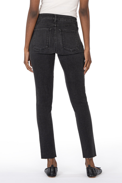 Reese High Rise Fab Ab Ankle Straight Raw Hem- Respectable w/ Black Wash 27"