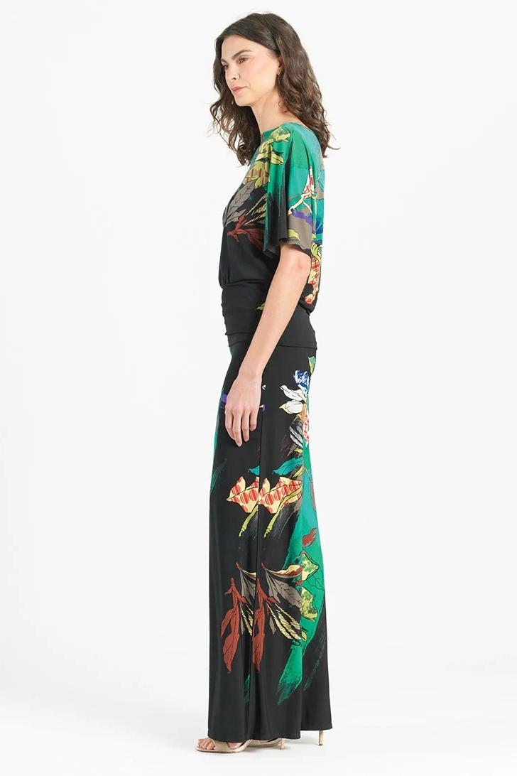 Mix Media Floral Print Soft Knit Banded Top