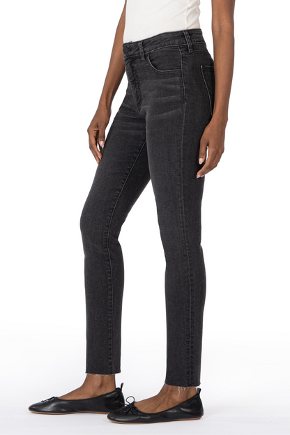 Reese High Rise Fab Ab Ankle Straight Raw Hem- Respectable Black Wash 29'