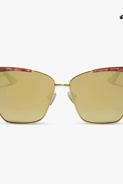 Queen Amidala™️ Marbled Naboo™️Royal Red Hammered Gold + Gold Mirror Polarized Sunglasses