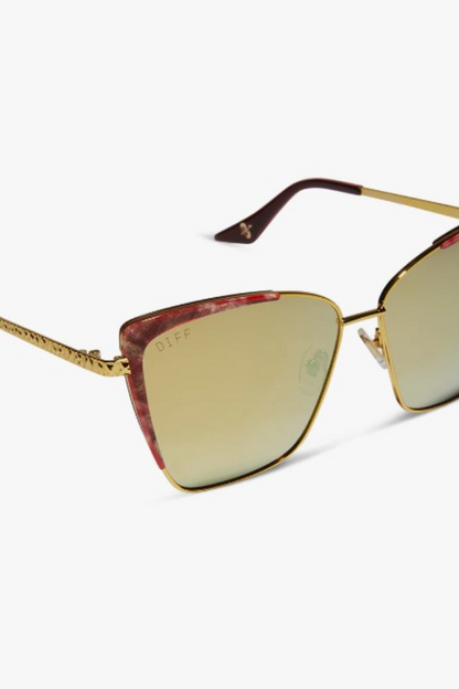 Queen Amidala™️ Marbled Naboo™️Royal Red Hammered Gold + Gold Mirror Polarized Sunglasses