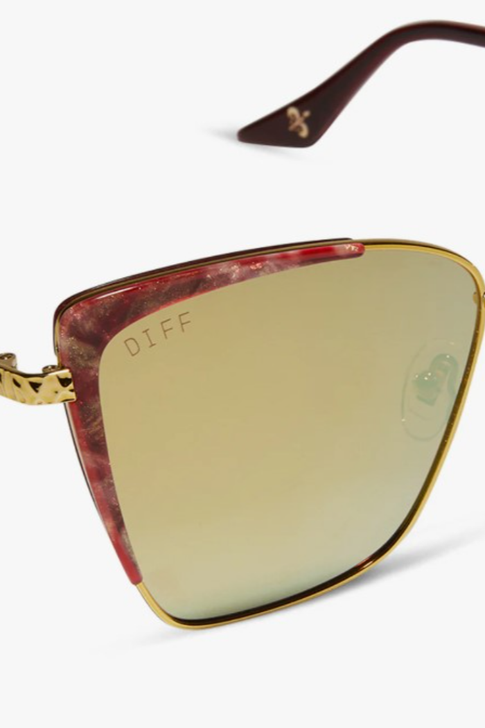 Queen Amidala™️ Marbled Naboo™️Royal Red Hammered Gold + Gold Mirror Polarized Sunglasses