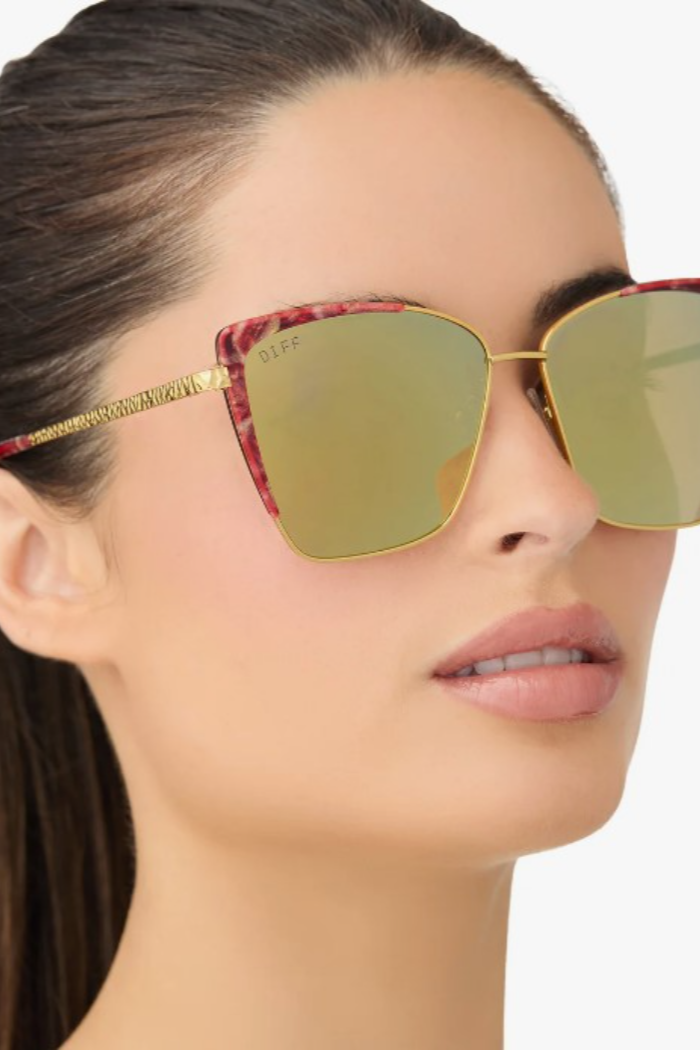 Queen Amidala™️ Marbled Naboo™️Royal Red Hammered Gold + Gold Mirror Polarized Sunglasses