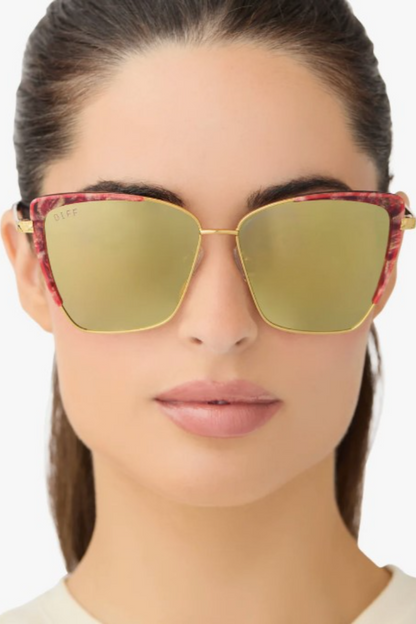 Queen Amidala™️ Marbled Naboo™️Royal Red Hammered Gold + Gold Mirror Polarized Sunglasses