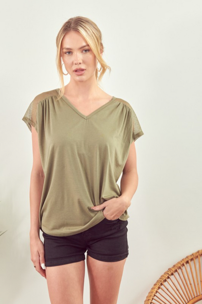 Yoke Back Short Sleeve Top