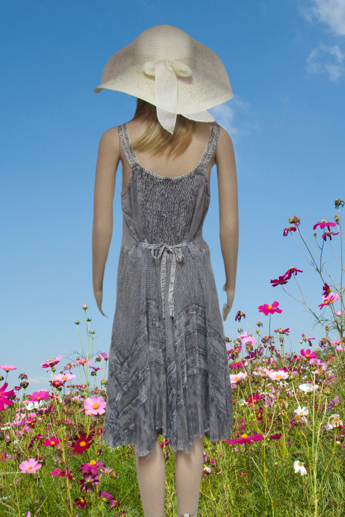 Fitted and Flared Flattering Dress in Grey