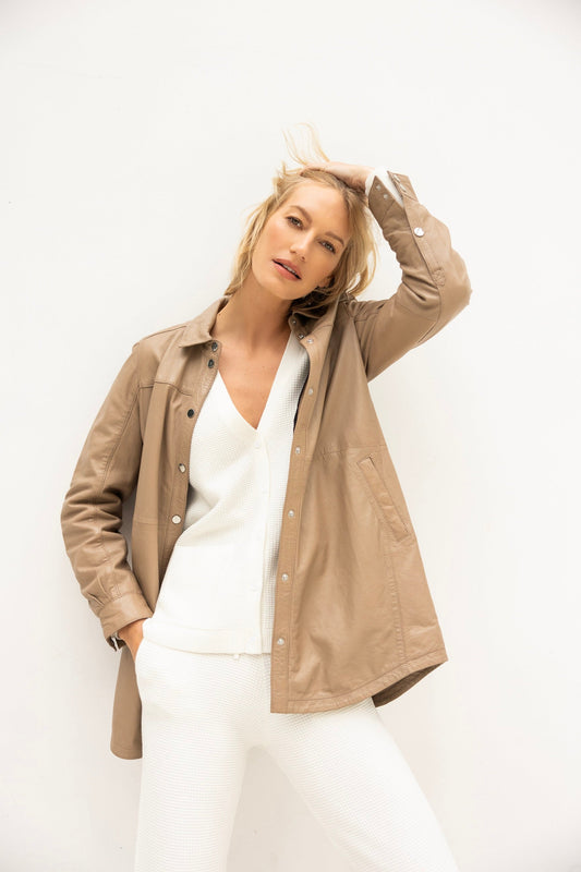 Mahi RF Leather Jacket- Toffee