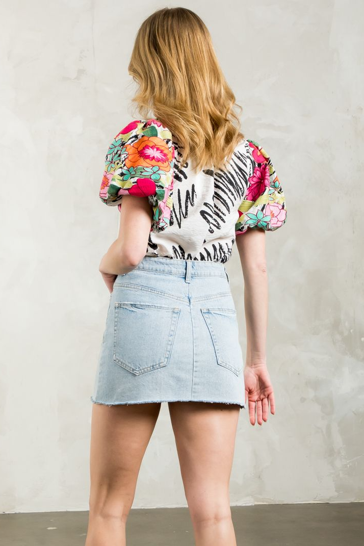 Embroidered Tie Neck Top