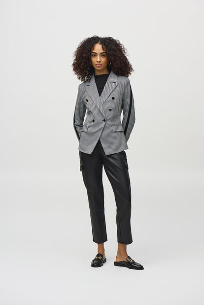 Houndstooth Jacquard Knit Fitted Blazer