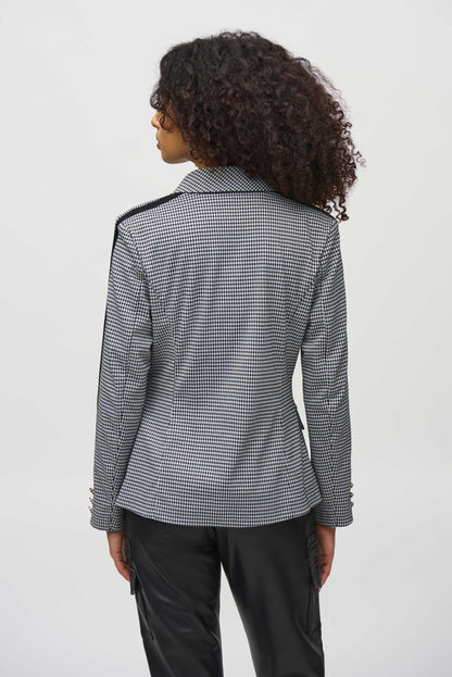 Houndstooth Jacquard Knit Fitted Blazer